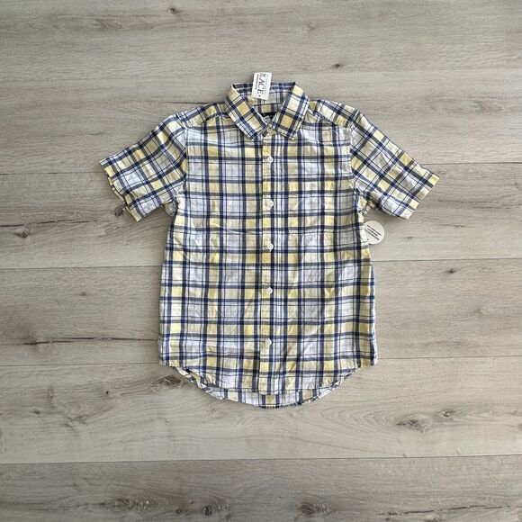 Children’s Place Dad & Me Boys Plaid Poplin Button Up Shirt Butter M (7-8) NWT - Picture 1 of 3